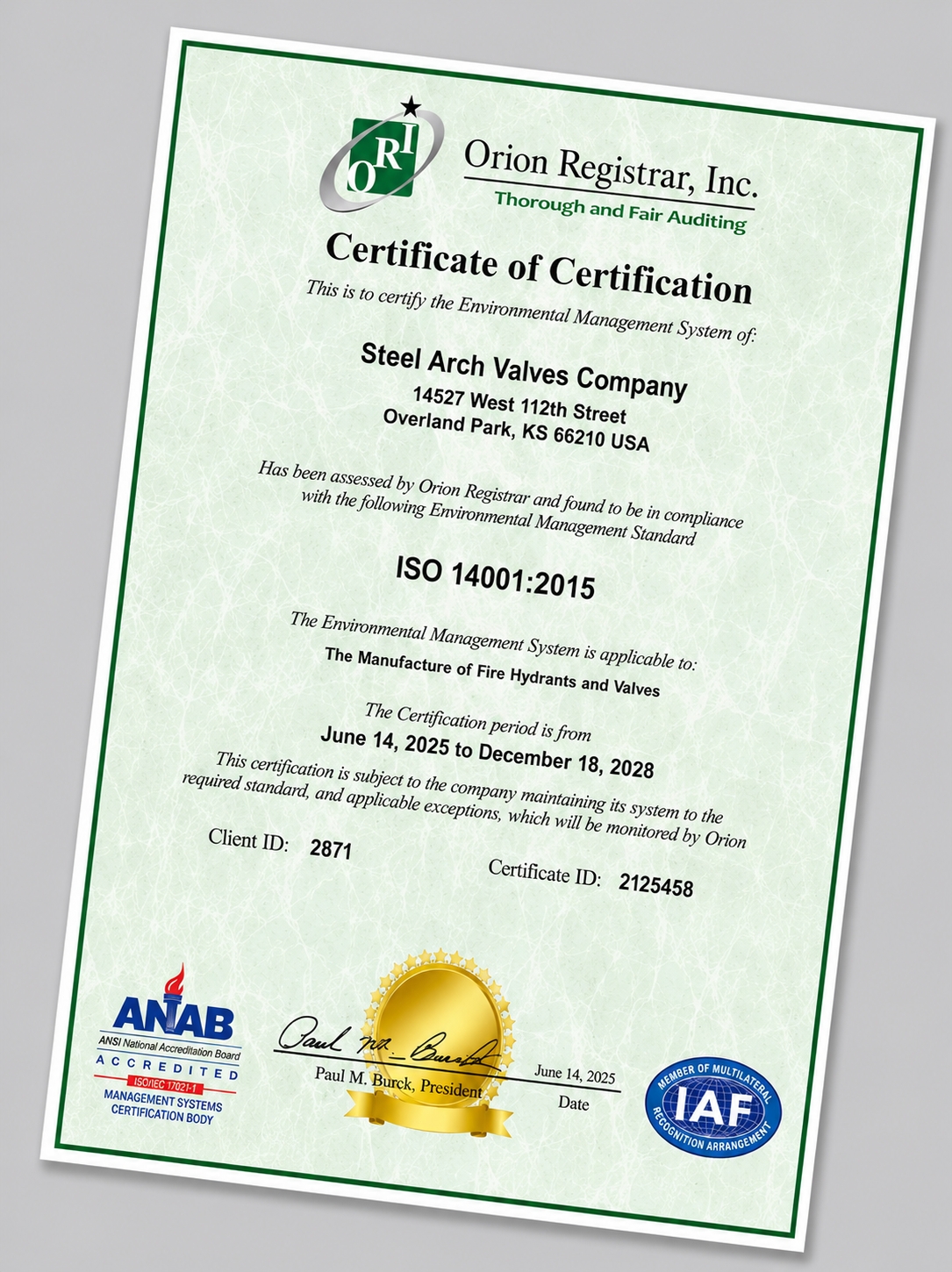ISO 14001 - Registration